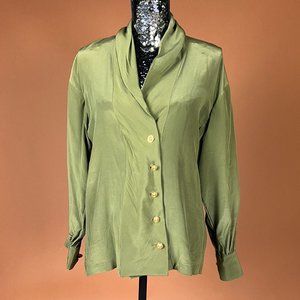 $10/$20/$30 SALE 🚨 BUNDLE 4 SAVINGS Vintage 100% Silk Olive blouse